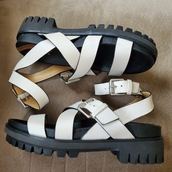 Sam Edelman Women Eleanora Sandal Shoe Size 7 Lug Sole Leather Ankle Strap - Picture 3 of 11